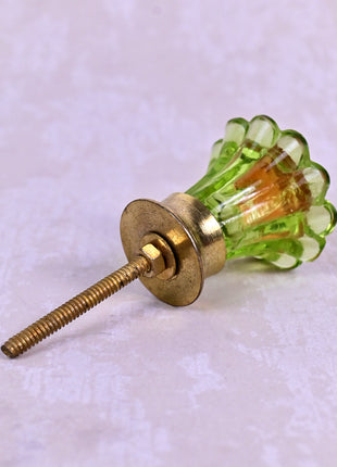 Moss Green Daisy Flower Glass Drawer Cabinet Knob