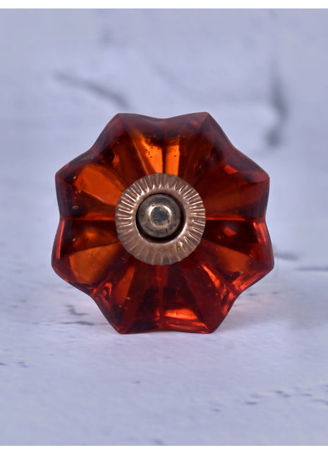 Antique Floral Orange Glass Door Knob