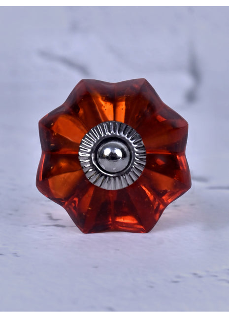 Antique Floral Orange Glass Door Knob