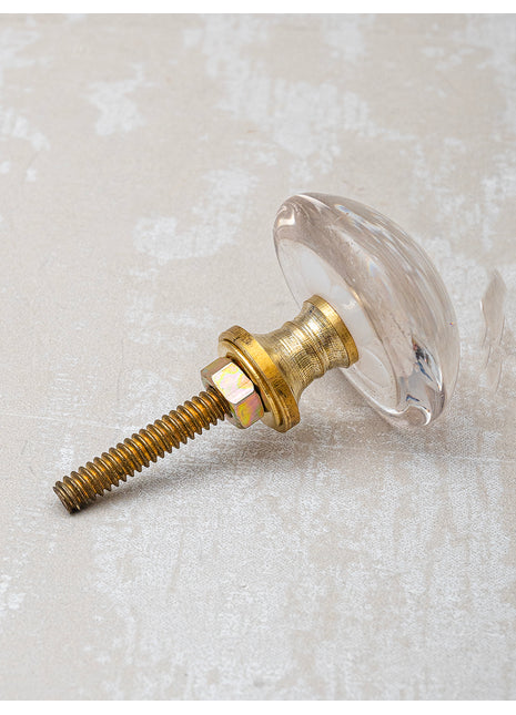 Clear Glass Door Knob With White And Red Flower