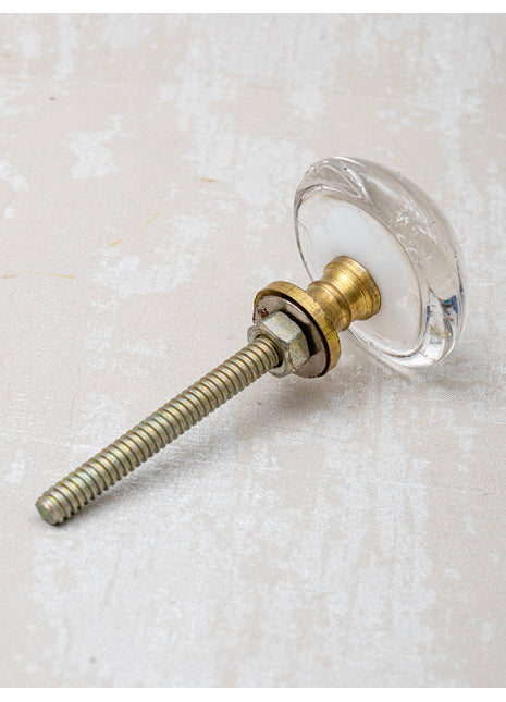 Clear Glass Kitchen Cabinet Knob With White And Blue Flower