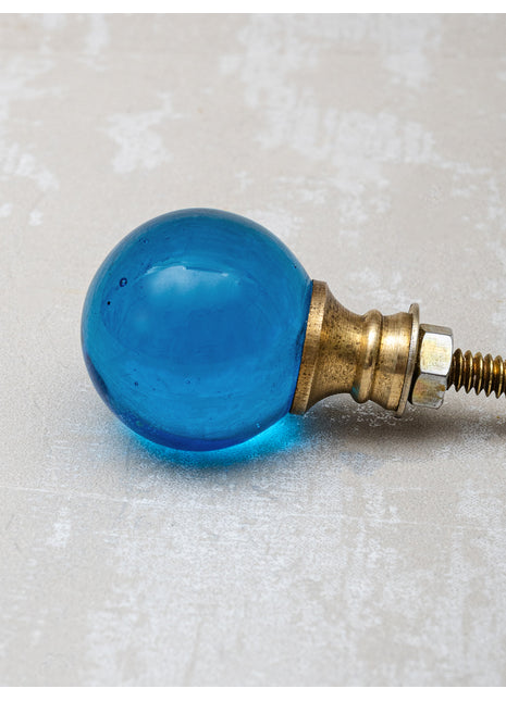Stylish Turquoise Glass Round Shaped Drawer Cabinet Knob