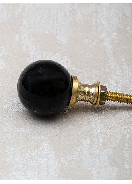 Black Solid Glass Round Shaped Kitchen Cabinet Knob