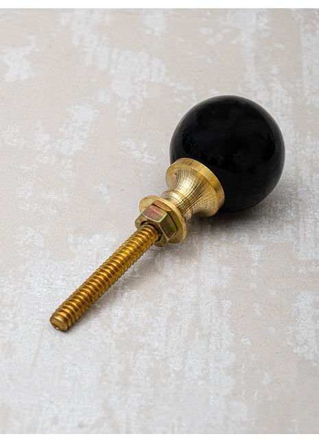 Black Solid Glass Round Shaped Kitchen Cabinet Knob