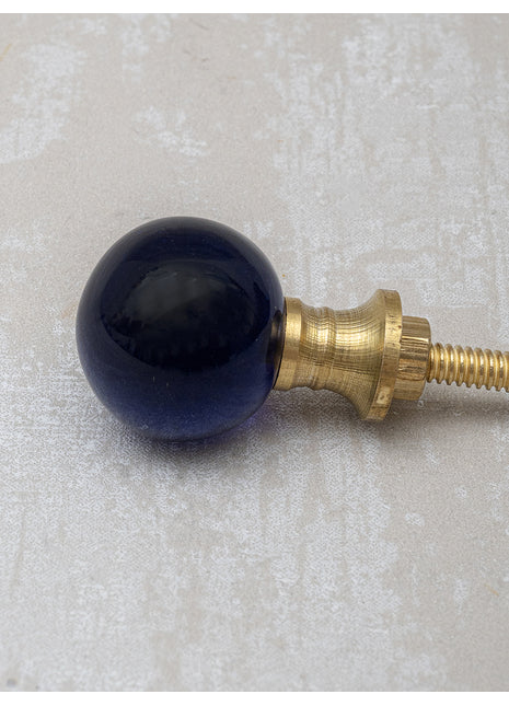 Navy Blue Round Shaped Glass Door Knob