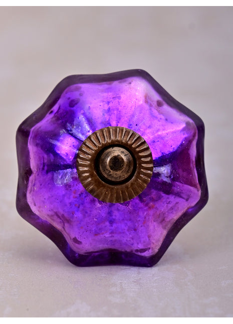 Antique Metallic Blue Purple Flower Shaped Kitchen Cabinet Knob