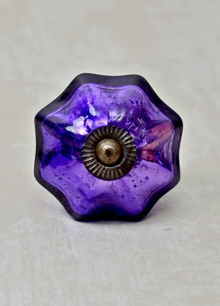 Antique Metallic Blue Purple Flower Shaped Kitchen Cabinet Knob