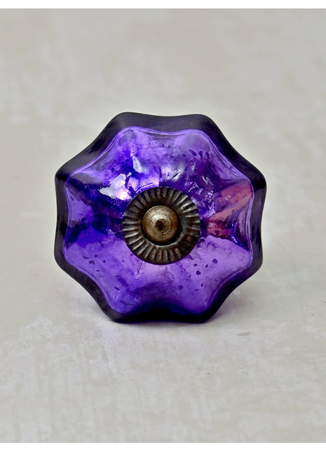 Antique Metallic Blue Purple Flower Shaped Kitchen Cabinet Knob