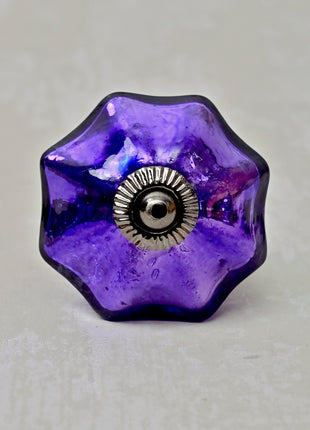 Antique Metallic Blue Purple Flower Shaped Kitchen Cabinet Knob