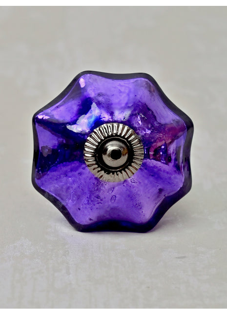 Antique Metallic Blue Purple Flower Shaped Kitchen Cabinet Knob