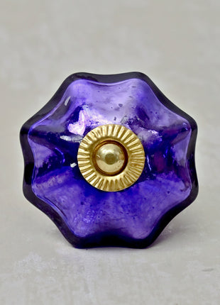 Antique Metallic Blue Purple Flower Shaped Kitchen Cabinet Knob