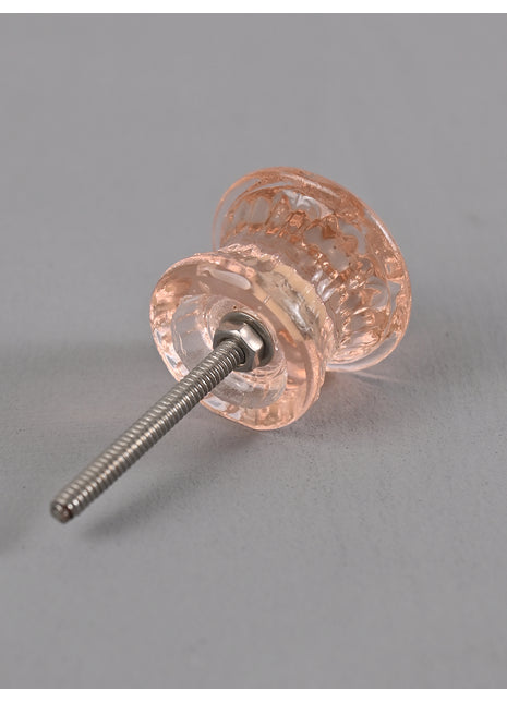 Transparent Peach Flower Shaped Glassware Door Knob (Medium)