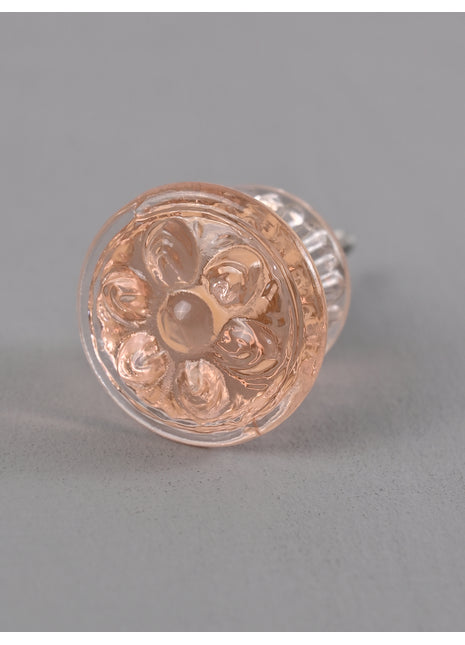 Transparent Peach Flower Shaped Glassware Door Knob (Medium)