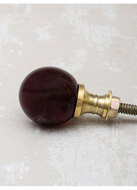 Ruby Red Glass Round Shaped Dresser Cabinet Knob
