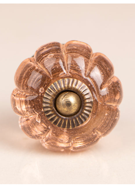 Round Pink Handmade Flower Shaped Ceramic Drawer Knob