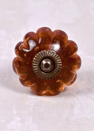Orange Handmade Flower Shaped Glass Drawer Knob