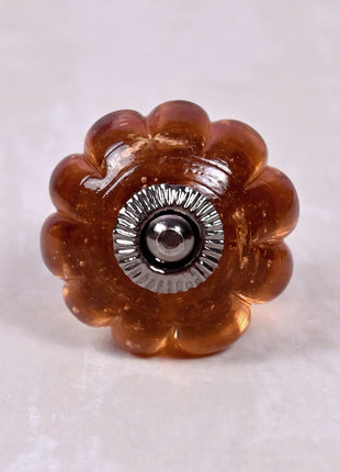 Orange Handmade Flower Shaped Glass Drawer Knob