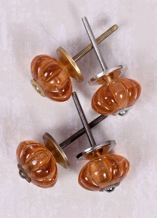 Orange Handmade Flower Shaped Glass Drawer Knob