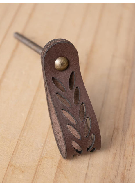 Brown Leafy Design Leather knobs