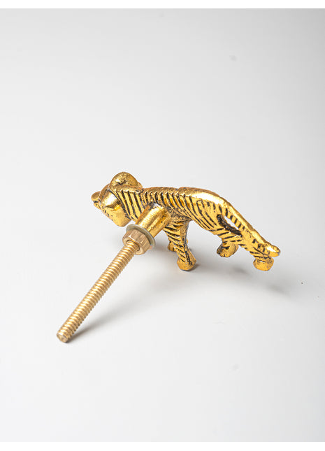 Tiger Shaped Cast Iron Metallic Knob