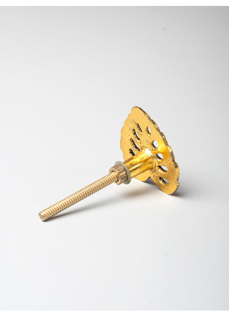 Leaf Design Cast Iron Metallic Knob