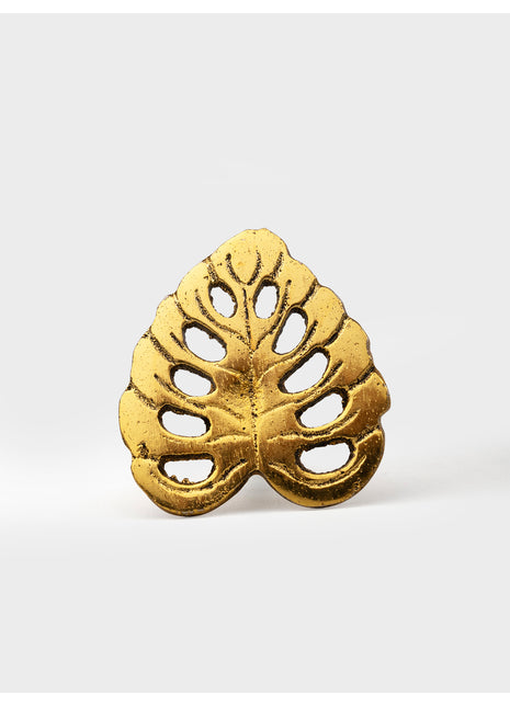 Leaf Design Cast Iron Metallic Knob
