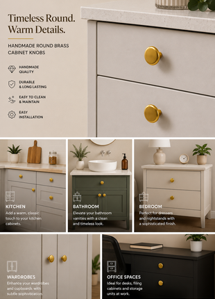 Round Shape Brass Cabinet Knobs Zinc Alloy Drawer Knobs