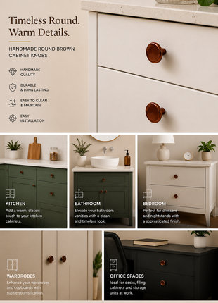 Round Shape Brown Cabinet Knobs Zinc Alloy Drawer Knobs