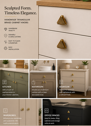 Triangular Shape Brass Cabinet Knobs Zinc Alloy Drawer Knobs
