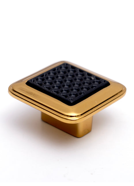 Square Shape Black & Brass Cabinet Knobs Zinc Alloy Drawer Knobs