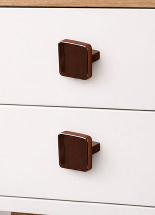 Square Shape Brown Cabinet Knobs Zinc Alloy Drawer Knobs