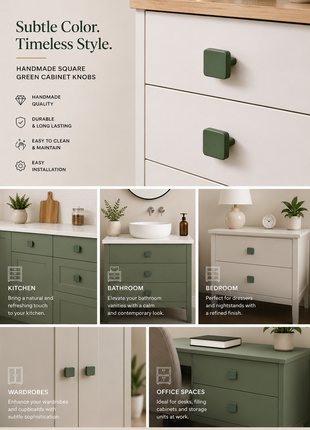 Square Shape Green Cabinet Knobs Zinc Alloy Drawer Knobs
