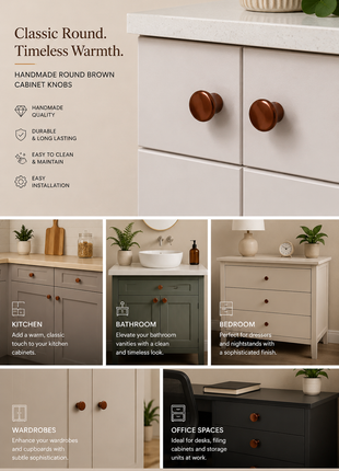 Round Shape Brown Cabinet Knobs Zinc Alloy Drawer Knobs