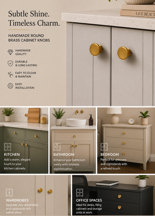 Round Brass Cabinet Knobs Zinc Alloy Drawer Knobs