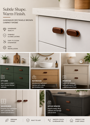Rectangle Shape Brown Cabinet Knobs Zinc Alloy Drawer Knobs
