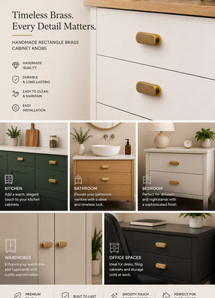 Rectangle Shape Brass Cabinet Knobs Zinc Alloy Drawer Knobs