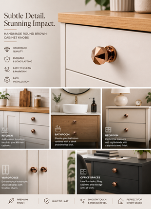 Round Brown Cabinet Knobs Aluminium Drawer Knobs