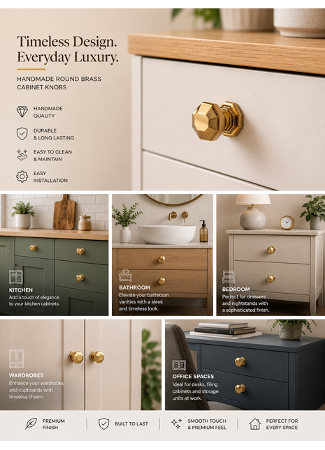 Round Brass Cabinet Knobs Aluminium  Drawer Knobs