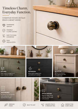 Round Antique Brass Cabinet Knobs Aluminium Drawer Knobs