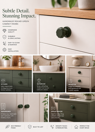 Round Green Cabinet Knobs Aluminium Drawer Knobs