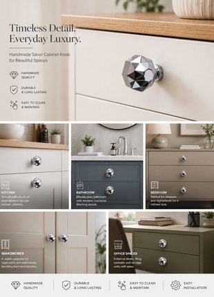 Silver Cabinet Knobs Aluminium Drawer Knobs