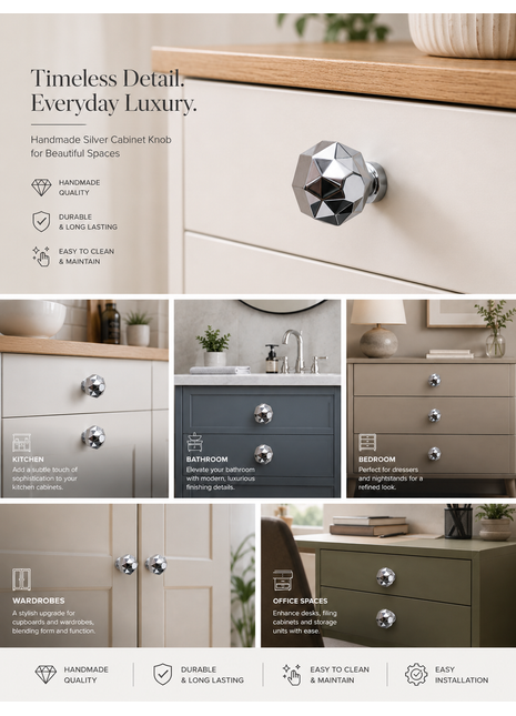 Silver Cabinet Knobs Aluminium Drawer Knobs