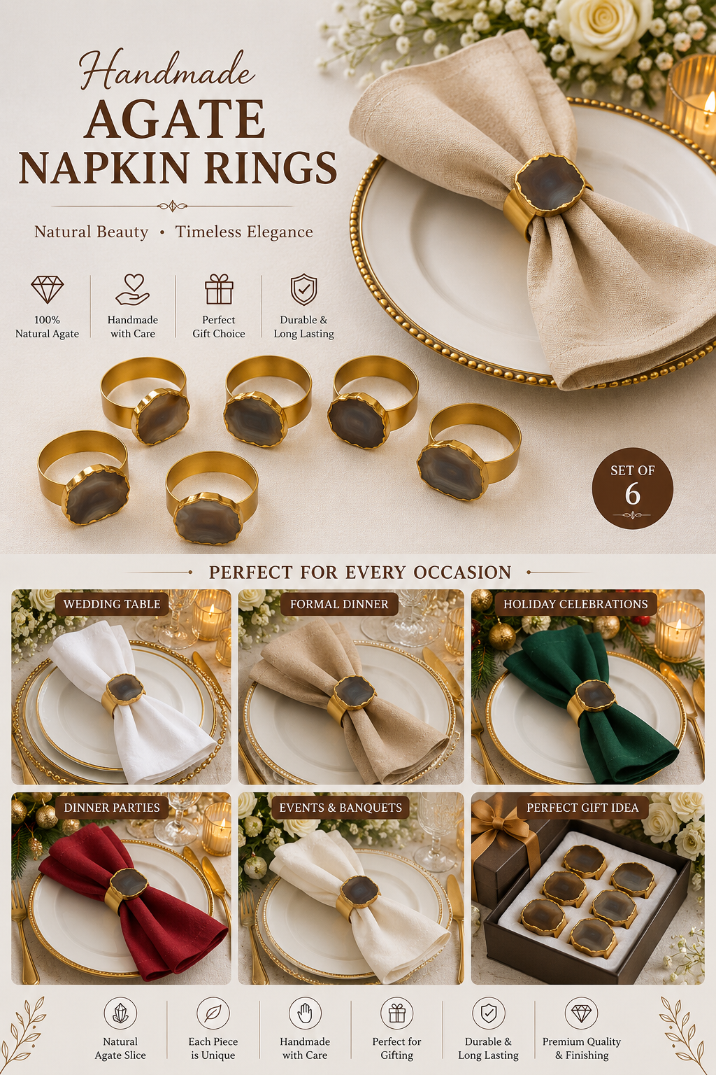 Knobco Agate Napkin Rings