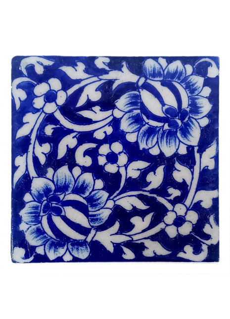 Handmade Blue and White Wall Tile (4x4)
