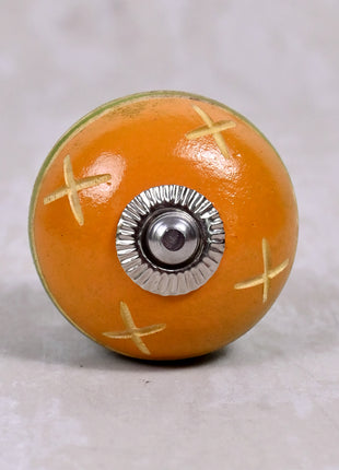 Yellow and Green Color Wooden knob with Double Stripes