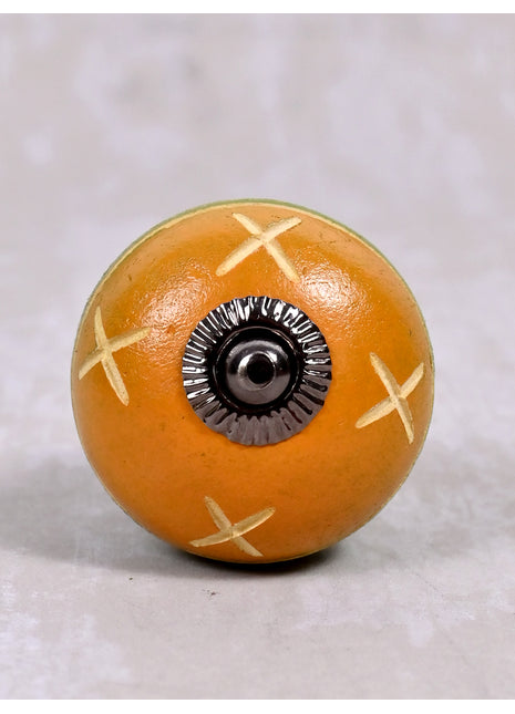 Yellow and Green Color Wooden knob with Double Stripes