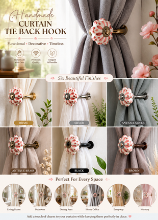 Curtain Tie Backs Hook Decorative Wall Hook-Brown (Set of Two)
