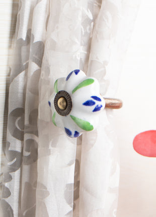 Curtain Tie Backs Hook Decorative Wall Hook- Green , Blue (Set of Two)