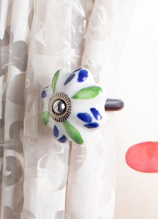 Curtain Tie Backs Hook Decorative Wall Hook- Green , Blue (Set of Two)