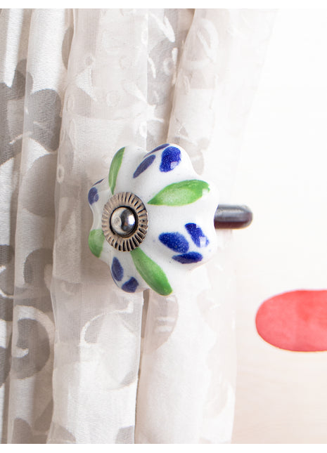 Curtain Tie Backs Hook Decorative Wall Hook- Green , Blue (Set of Two)
